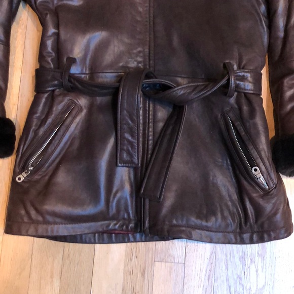 Andrew Marc Leather Jacket with faux fur trim - Picture 3 of 14